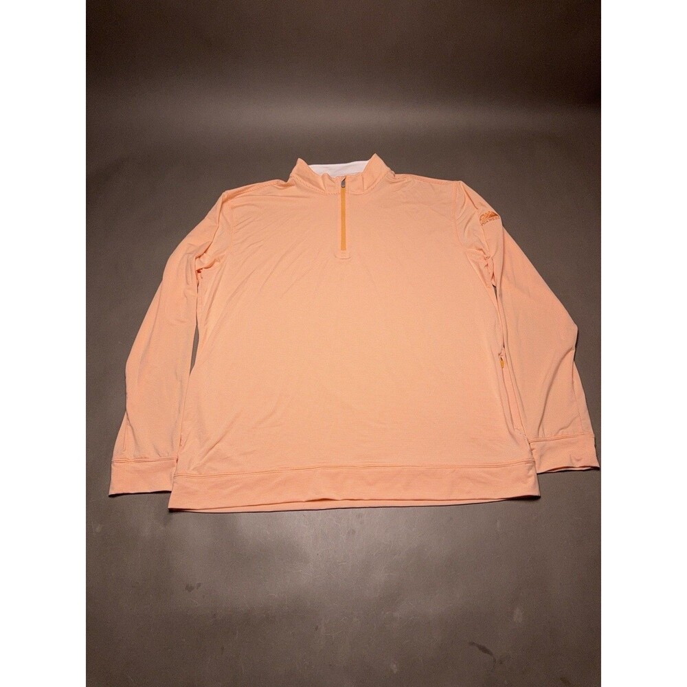 Straight Down Mens Orange 1/4 Zip Pullover Embroidered Logo Golf Shirt 2XL